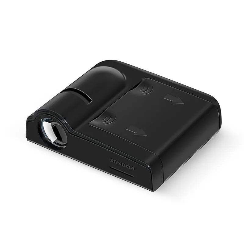Black and beige ABS plastic car decorative projection lamp showing compact size.