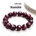 Purple lepidolite crystal round bead bracelet with polished finish and adjustable closure on a wrist.