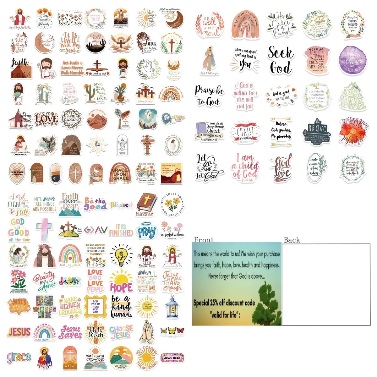 Assortment of colourful graffiti stickers on a white background, showing random street art designs.