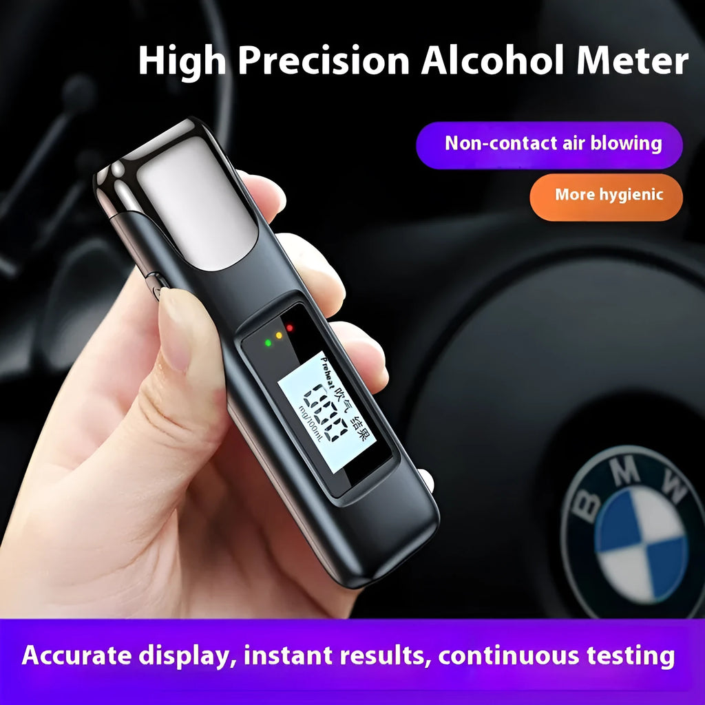 C10 Black alcohol tester with screen display, high precision breath detector, ABS housing