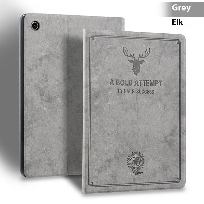 Deer Creative TPU leather clamshell protective case for iPad, shown in dark blue colour.