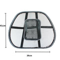 Black car lumbar support pillow with polypropylene leather and steel wire frame measuring 41x39cm