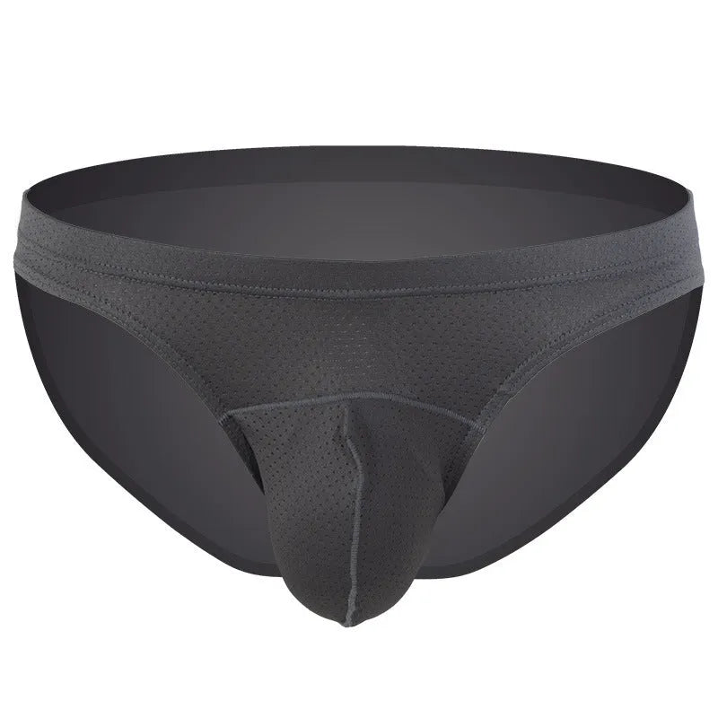 Men's loose transparent nylon underwear in sky blue, laid flat