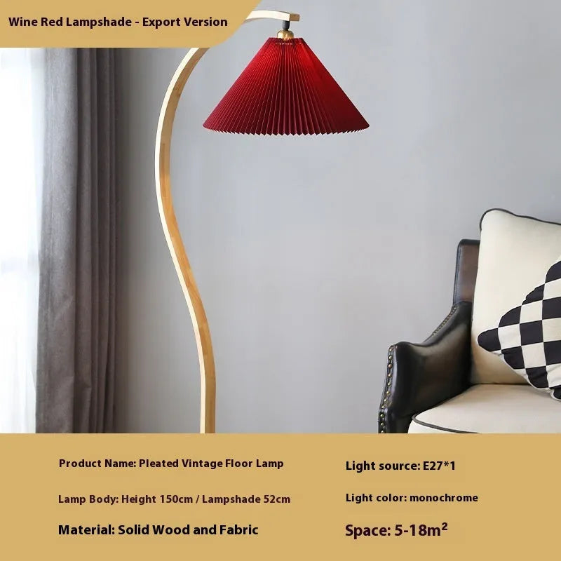 Vertical retro table lamp with three-colour light and choice of log white or wine red lampshade