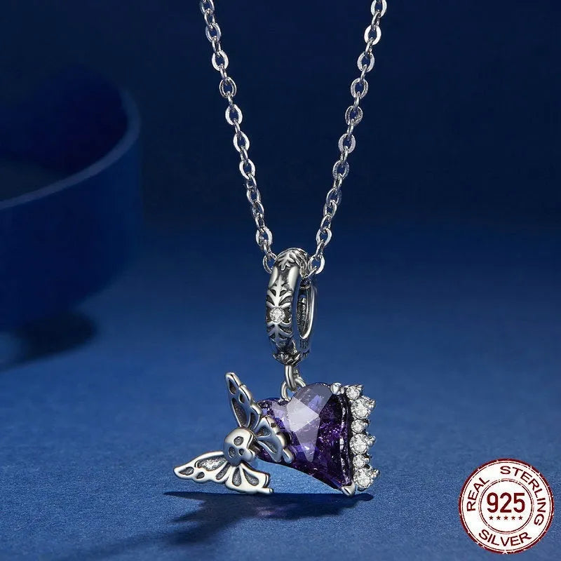 S925 silver skull butterfly pendant bead with inlay detail, 23x14mm, 4.5mm aperture