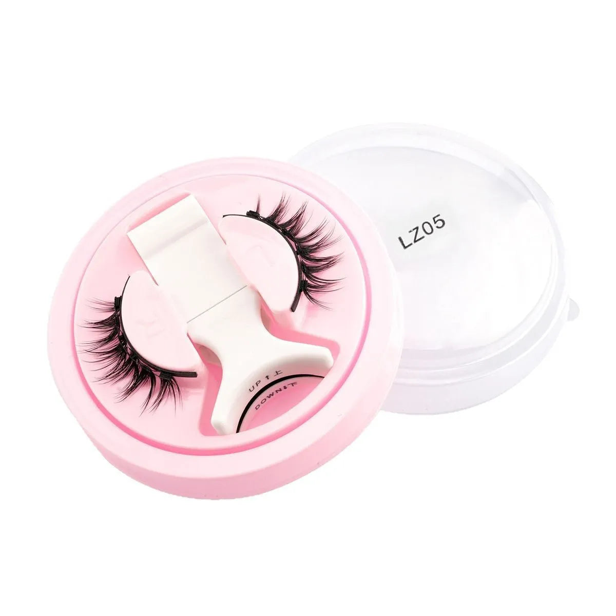 Reusable waterproof false eyelashes with glue-free design in five natural thickness styles