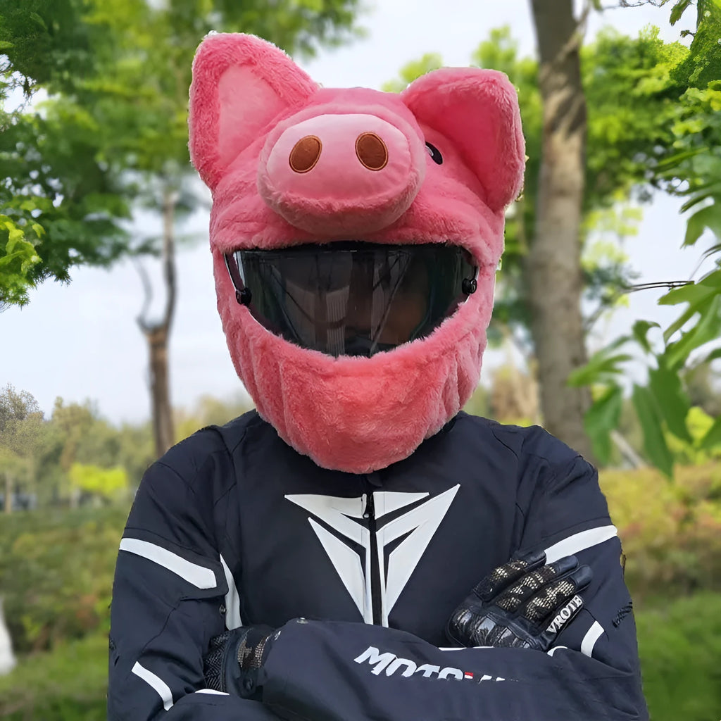 Motorcycle helmet protective sleeve in cartoon hood design with PV velvet plush material