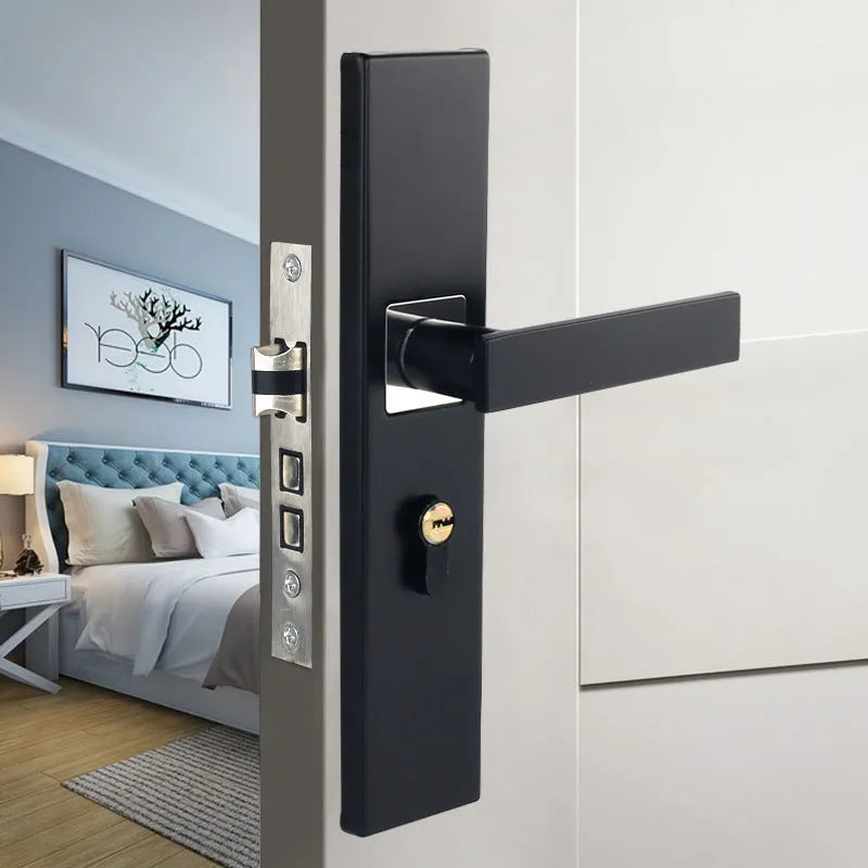 Indoor split magnetic door lock handle for timber doors in aluminum alloy construction