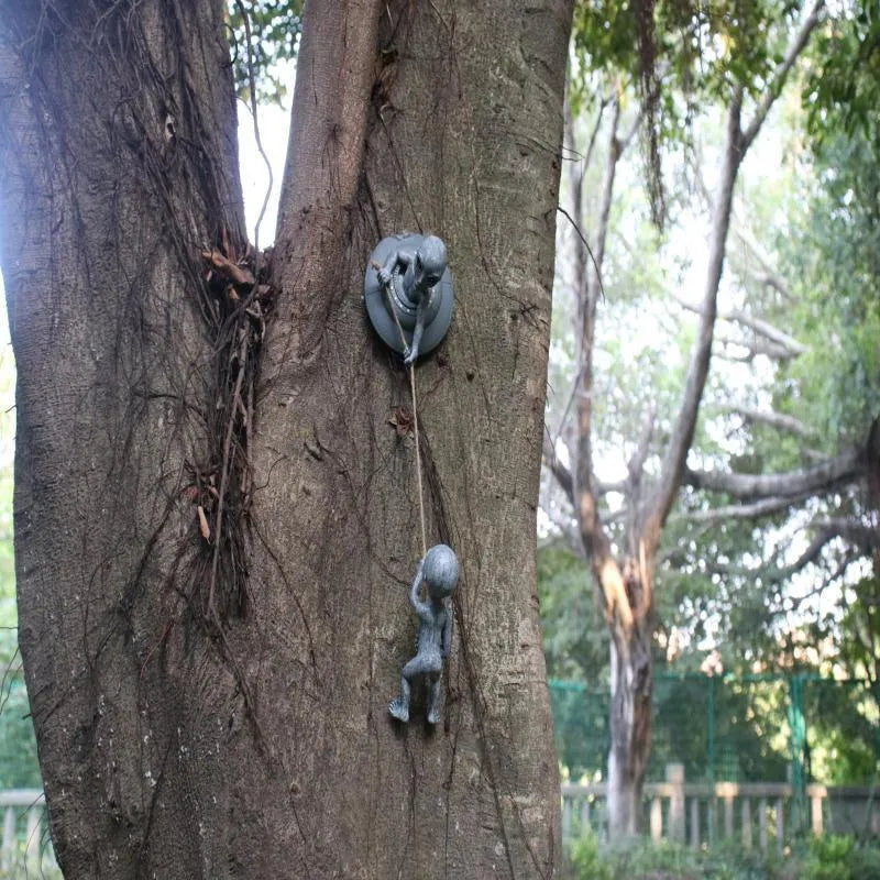 Grey resin alien tree pendant courtyard decoration with carved details, shown from the front.
