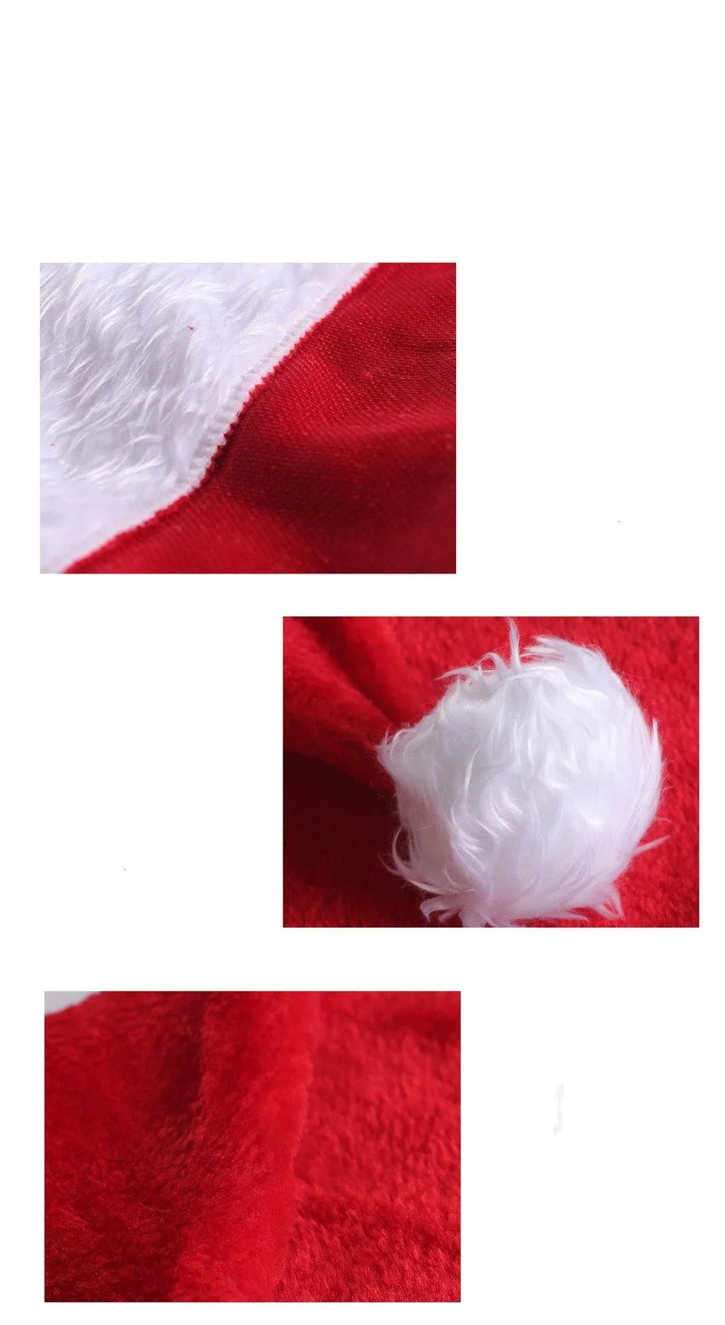 Red and white plush Santa hat with integrated multi-colour LED lights glowing