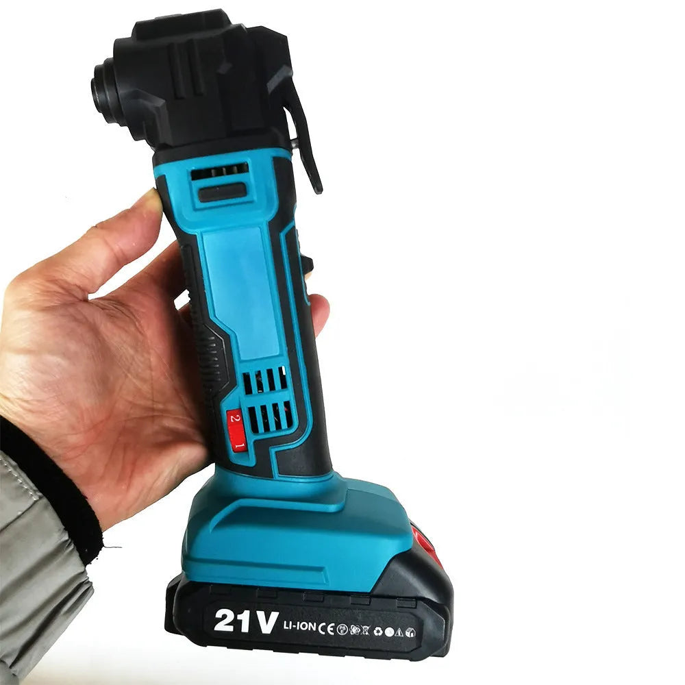 Rechargeable brushless lithium battery trimming machine with metal construction and accessories in a plastic box.