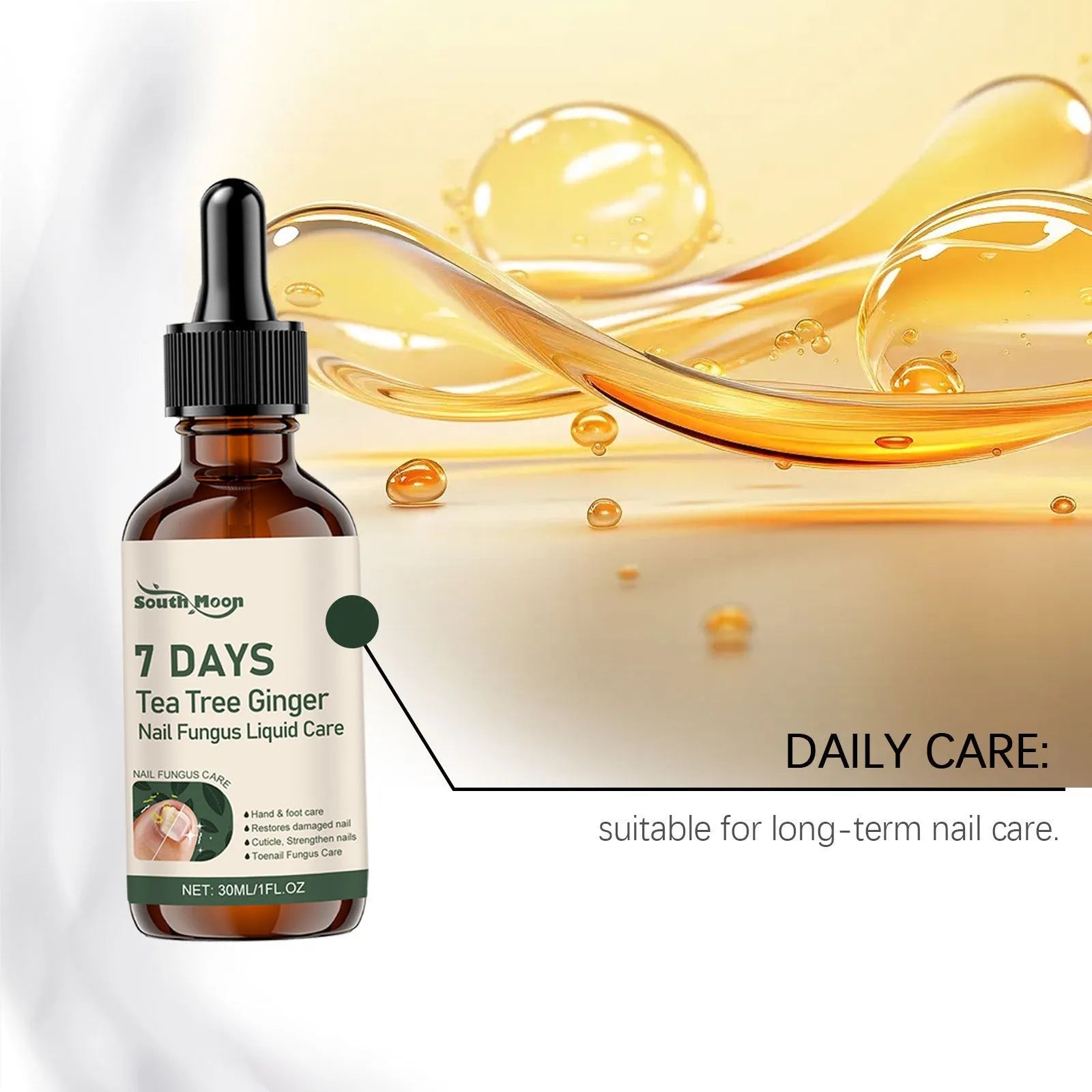 30ml bottle of nail care solution with brightening and nourishing formula