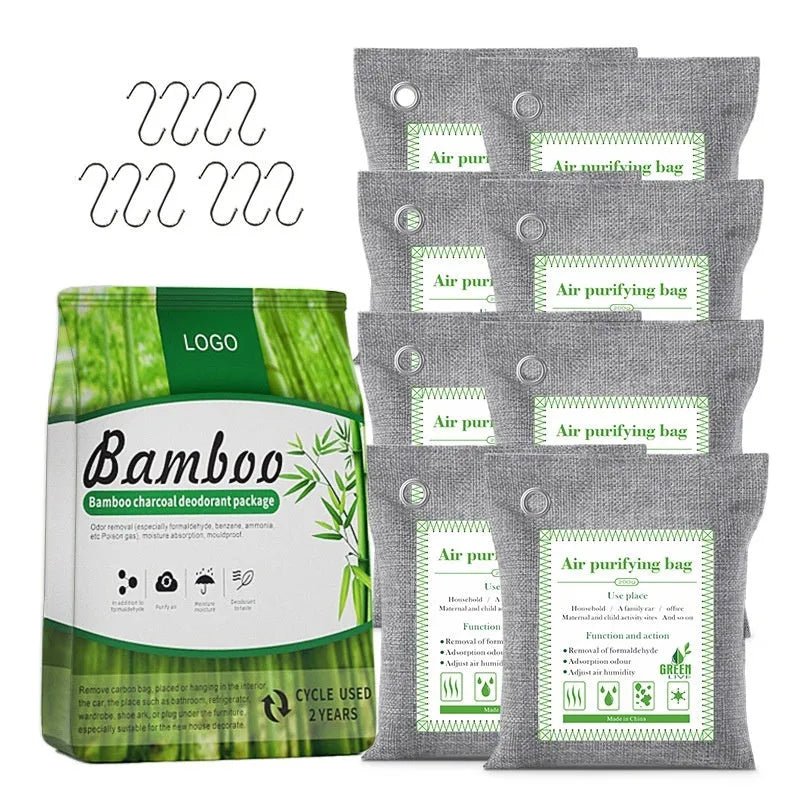 Activated bamboo charcoal bag for formaldehyde removal and air purification in household settings.