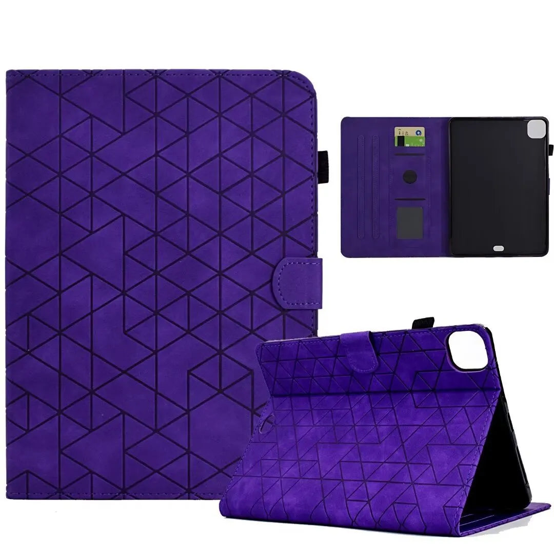 Leather iPad case with card holder for iPad Pro 11 and iPad Air 11 in diamond embossed pattern