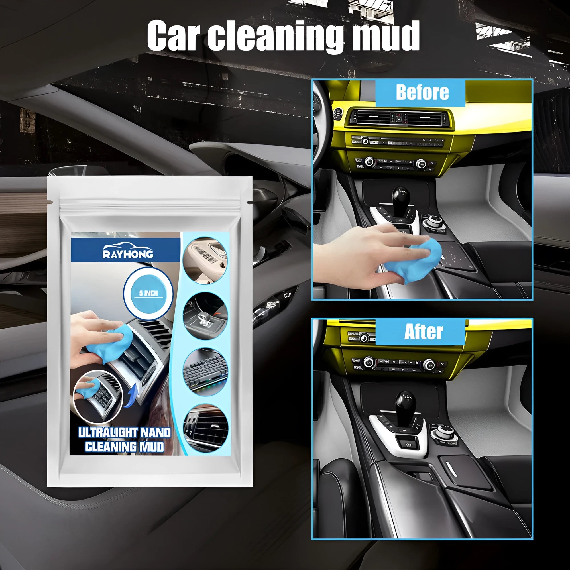 20g pack of beige car cleaning mud putty for dust removal from vents and gaps.