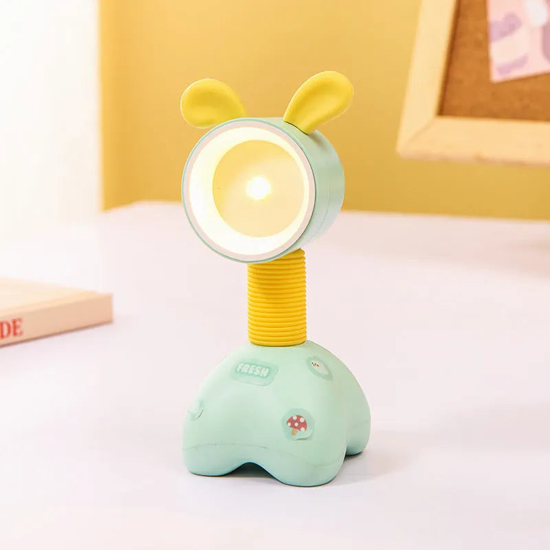 DIY cartoon character small night lamp with adjustable magnetic head in bear design on desk