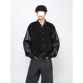 New Simple Harajuku Trendy Lazy Leather Coat in black with loose fit and side pockets