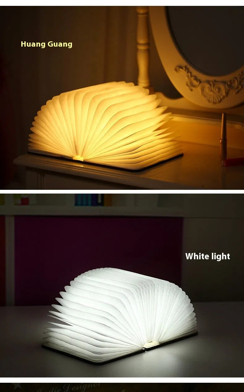Maple White, Hu Red, and Hu Black wooden boy-shaped LED night light with USB cable.