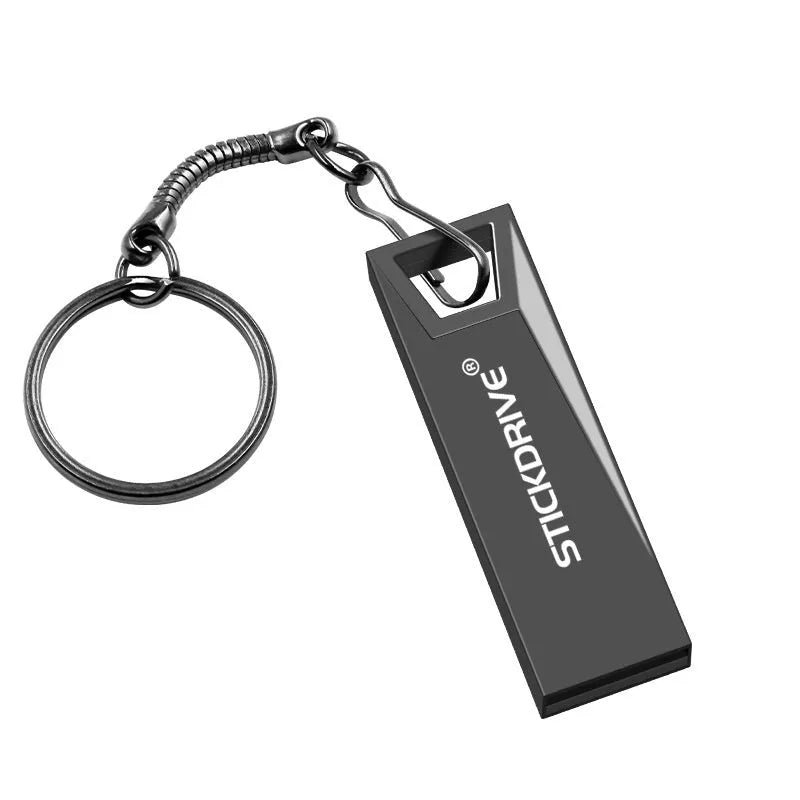 Metal car-shaped USB flash drive on a necklace chain, shown in black and silver colour options.