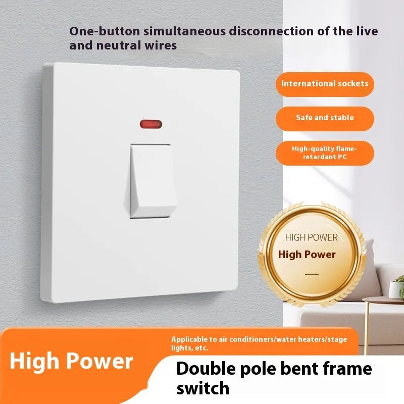 Plastic industrial switch with illuminated panel for water heaters and air conditioners
