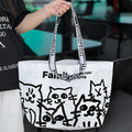 Waterproof PP woven handbag with colour printing for clothing and cosmetics storage