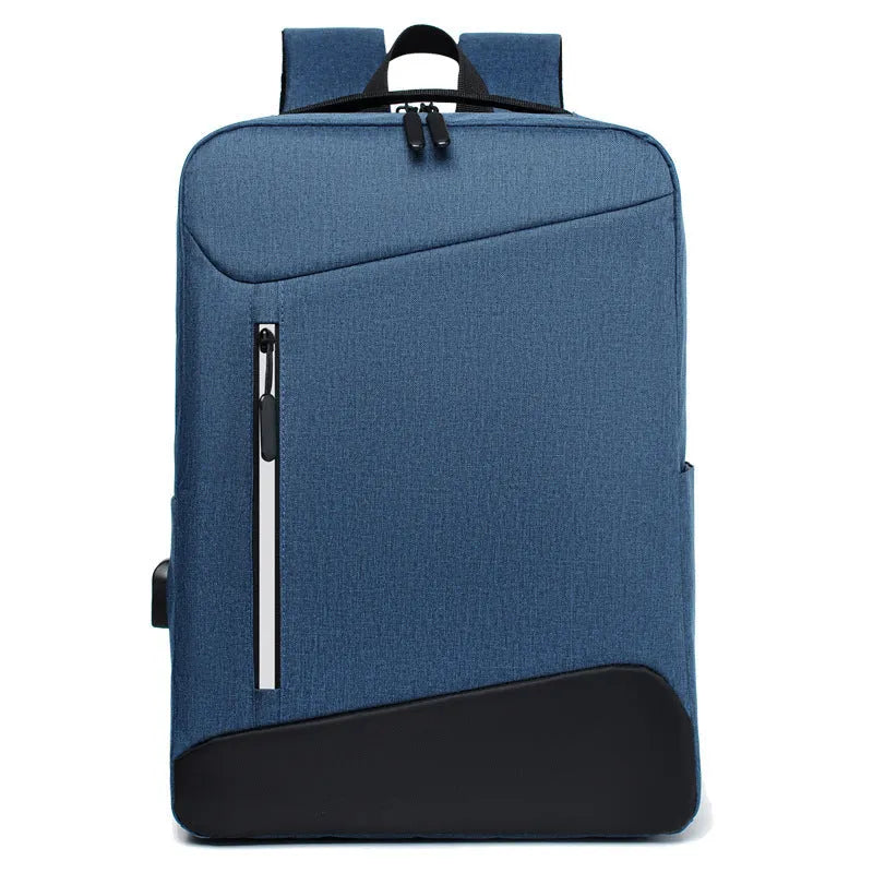 Men's black waterproof Oxford cloth business backpack with curved straps and laptop compartment