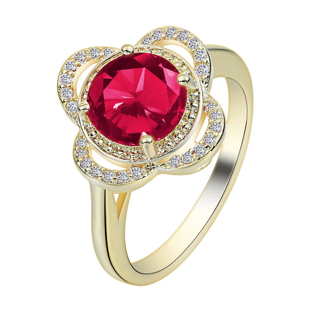 Copper fruit-shaped ring with inlaid zircon stones in 1061395 colour.