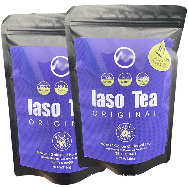 Sealed bag of sugar-free instant slimming tea with cold soaking preparation.