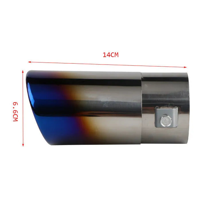 Stainless steel car exhaust tailpipe in baked blue, bright silver or colourful finish options