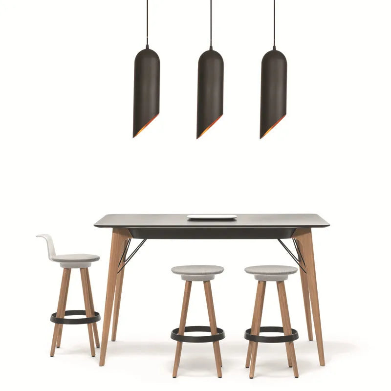 Retro industrial chandelier with black iron cage design, shown in long and short body versions.