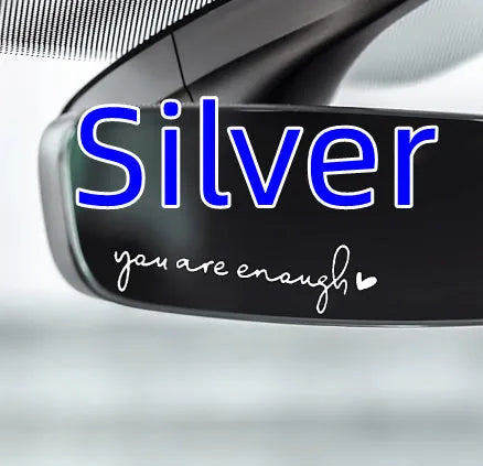 Plastic rearview mirror sticker 10x3cm in black on a car mirror