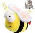 Yellow flannelette bee-shaped electronic cat toy that squeaks when touched