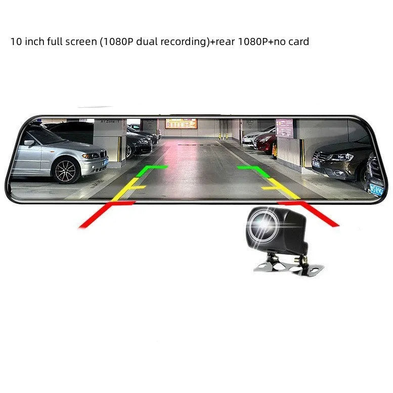 10-inch touch screen car dash camera with front and rear dual lenses for vehicle monitoring