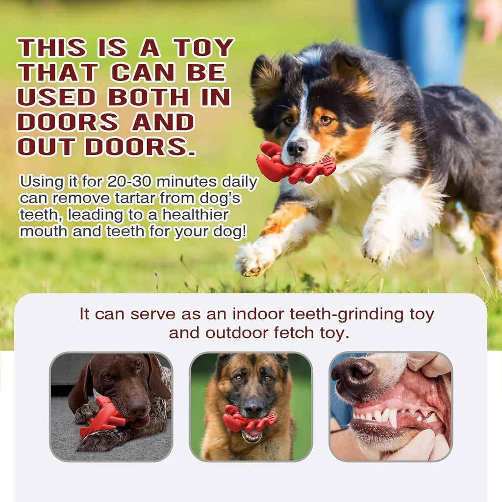 Large red nylon bone-shaped chew toy for aggressive chewing big dogs on a white background.