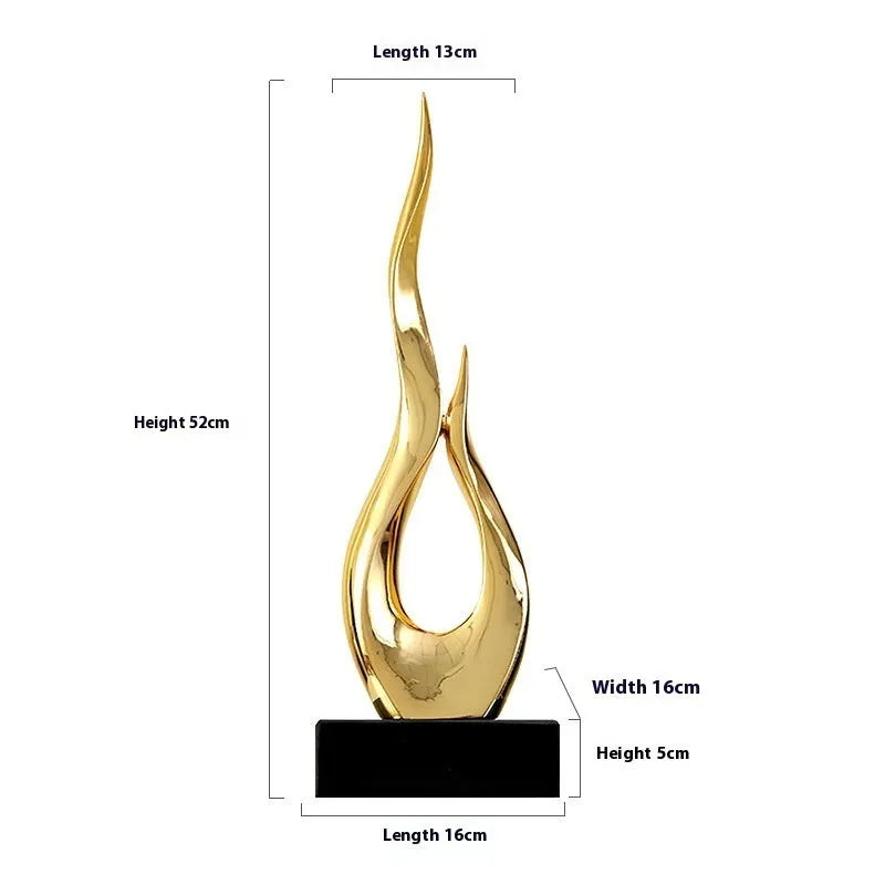 Resin festival high-rise decoration craft in bright gold colour with modern simplicity design