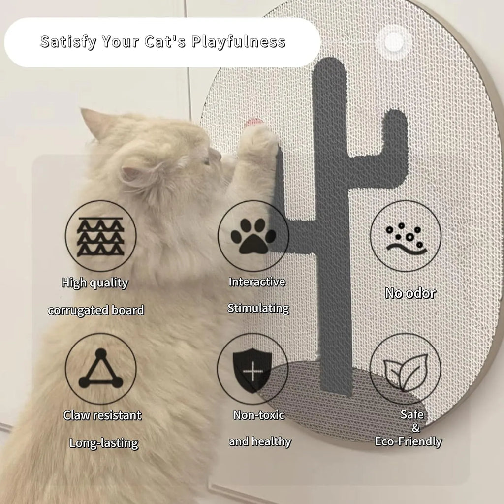 Wall mounted cat scratcher with corrugated cardboard surface measuring 35x44cm