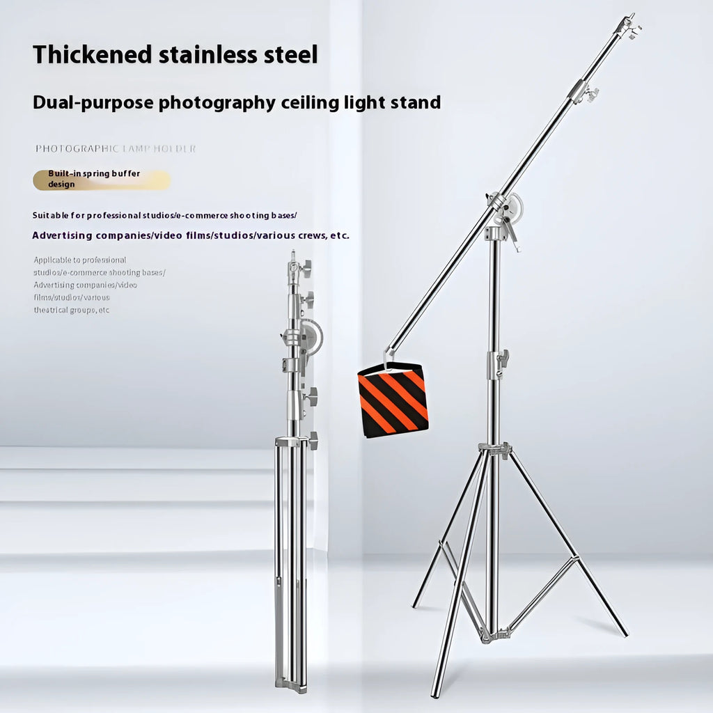 Silver stainless steel dual-purpose ceiling lamp rack with cross arm design