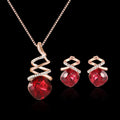 Women's alloy bridal necklace and earrings set with diamond processing and water wave chain.