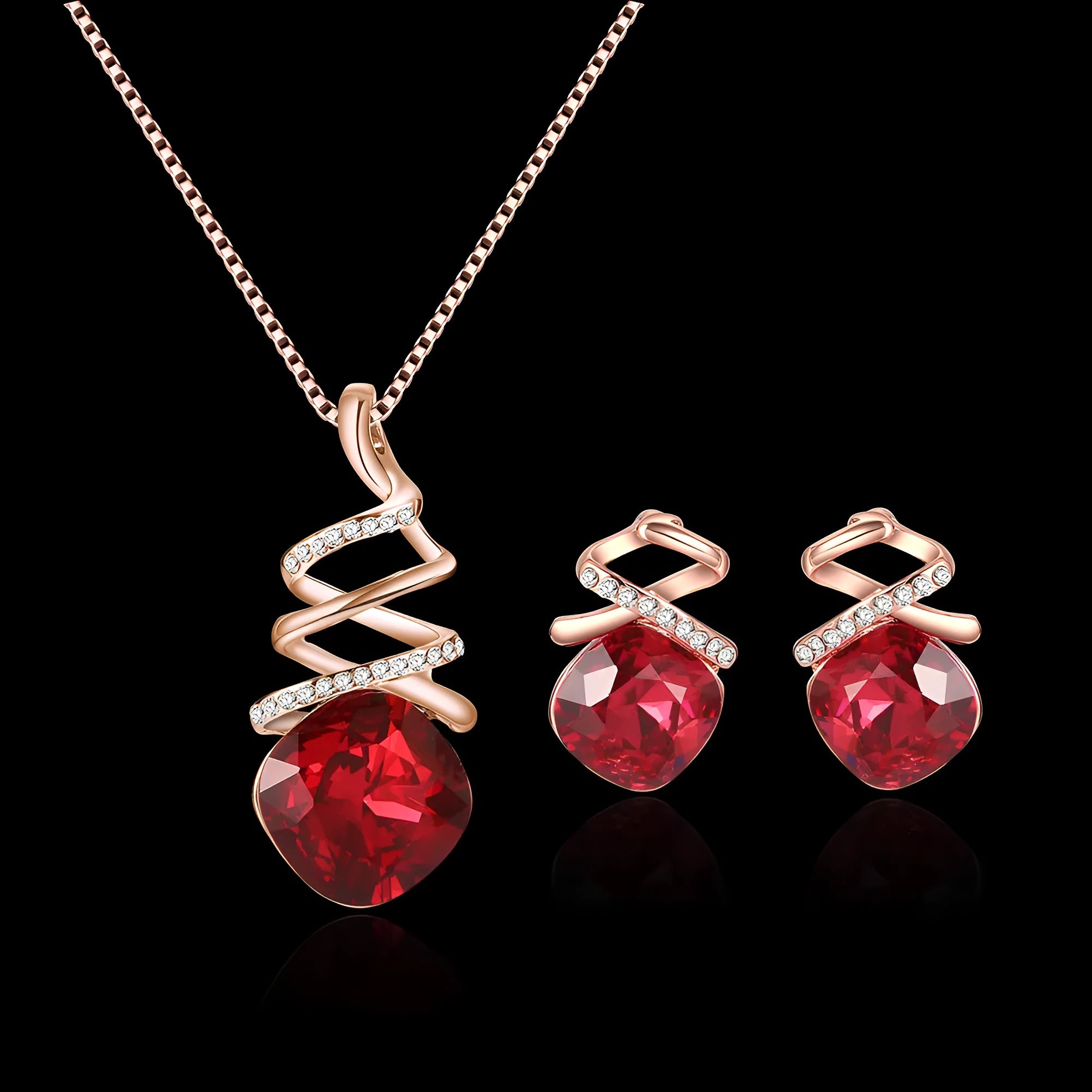 Women's alloy bridal necklace and earrings set with diamond processing and water wave chain.