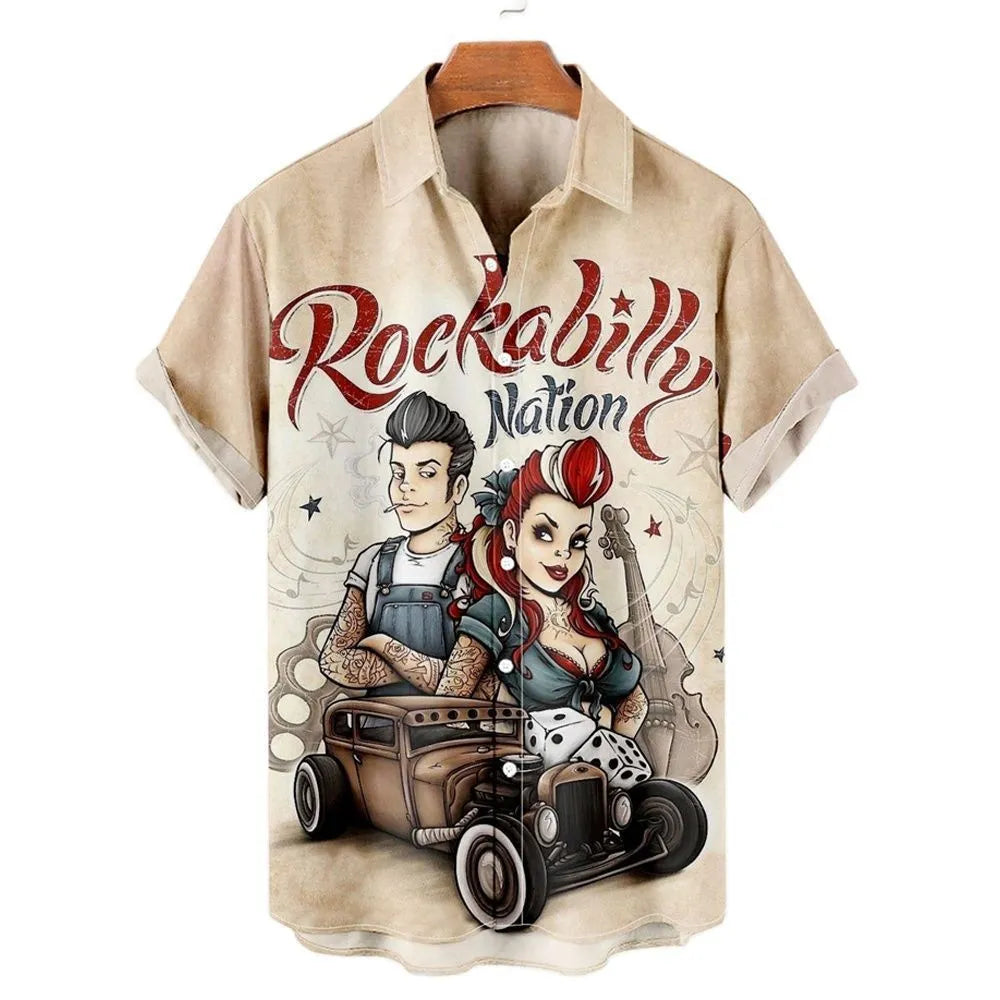Men's slim fit floral print beach shirt in polyester with 3D digital printing detail