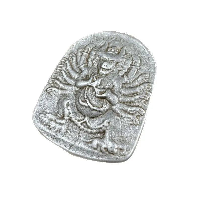 Iron Chinese geometric pendant ornament in Aryaacalanatha Yamantaka colour for wall hanging.