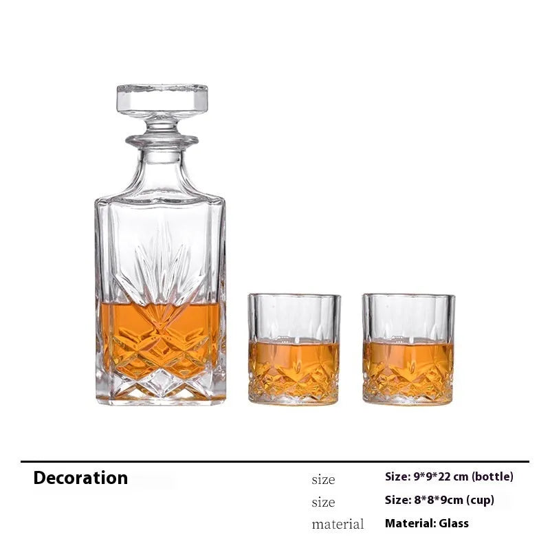 Glass wine accessory set with ice bucket, plates, whisky bottles and stainless steel ornaments in modern simple style