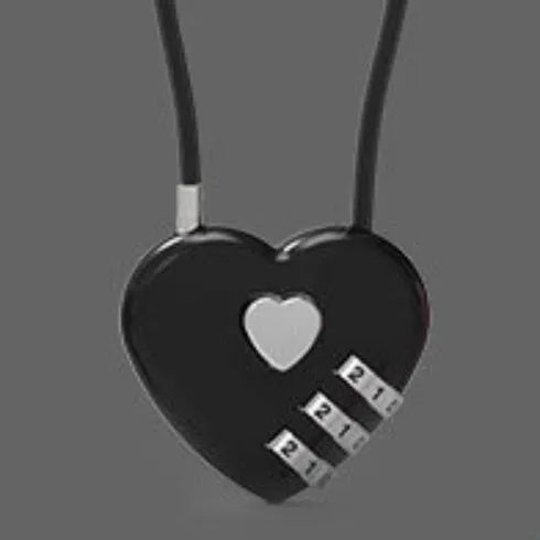 Heart-shaped ABS plastic cable lock with steel rope in multiple colour options for securing bicycle helmets.