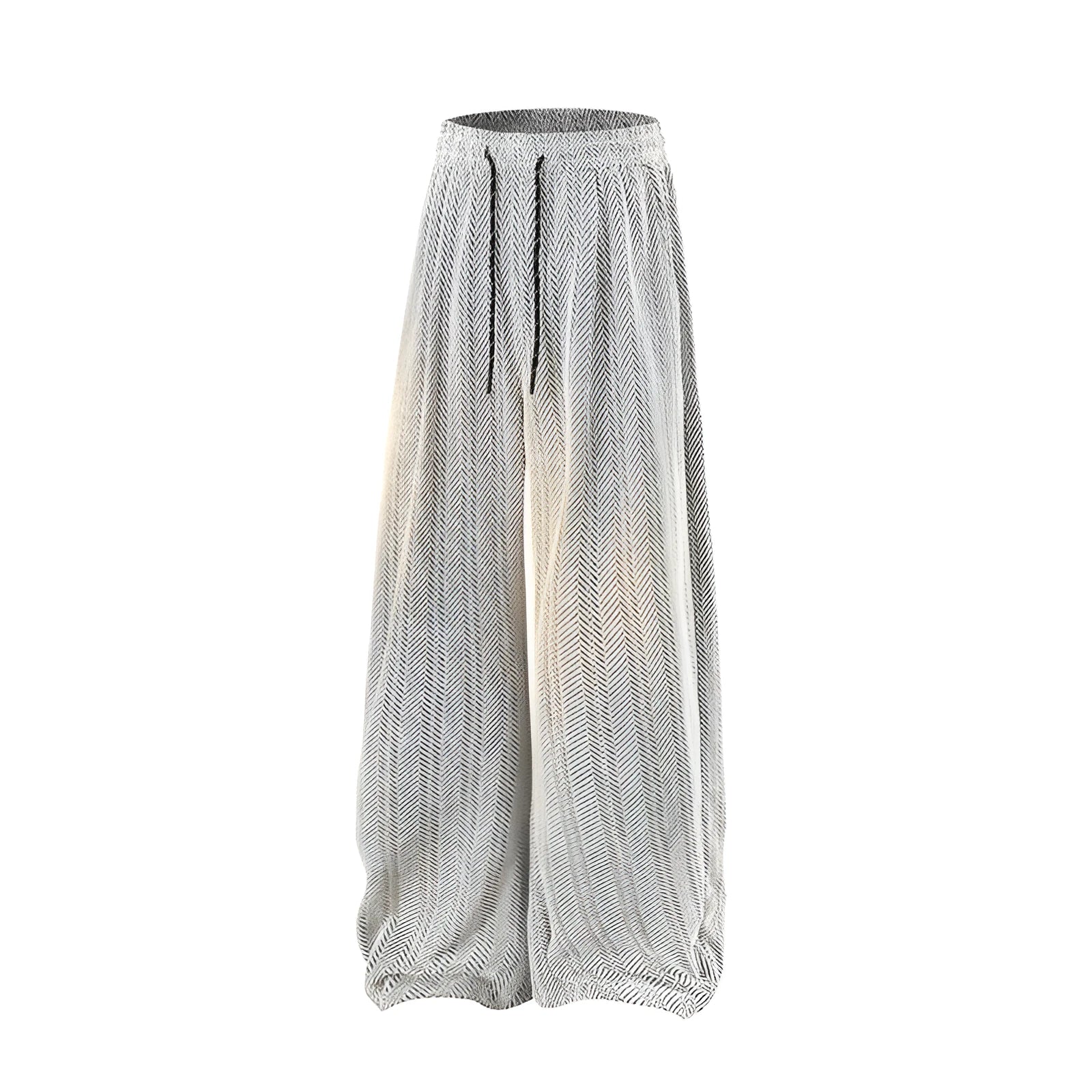 Man's straight-leg fleece-lined casual trousers in lightweight grey fabric with an elastic waistband.