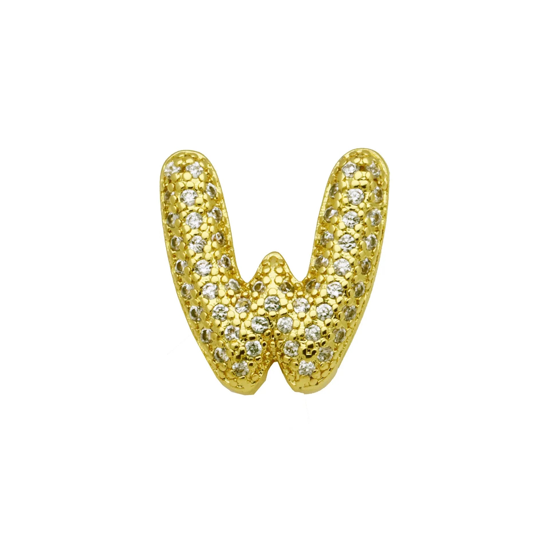 Copper letter bracelet with zirconium inlay showing detailed English character modelling in gold finish