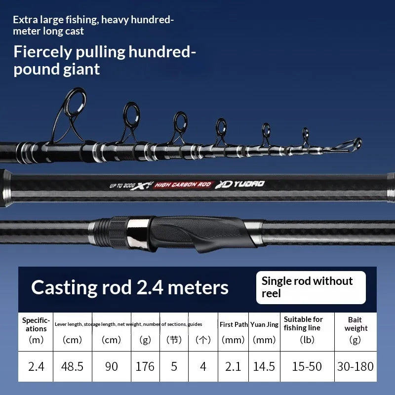 Newly upgraded Sparkling Lake carbon casting rod for long-distance sea fishing, ultra-hard, 2.1m to 5.4m sizes