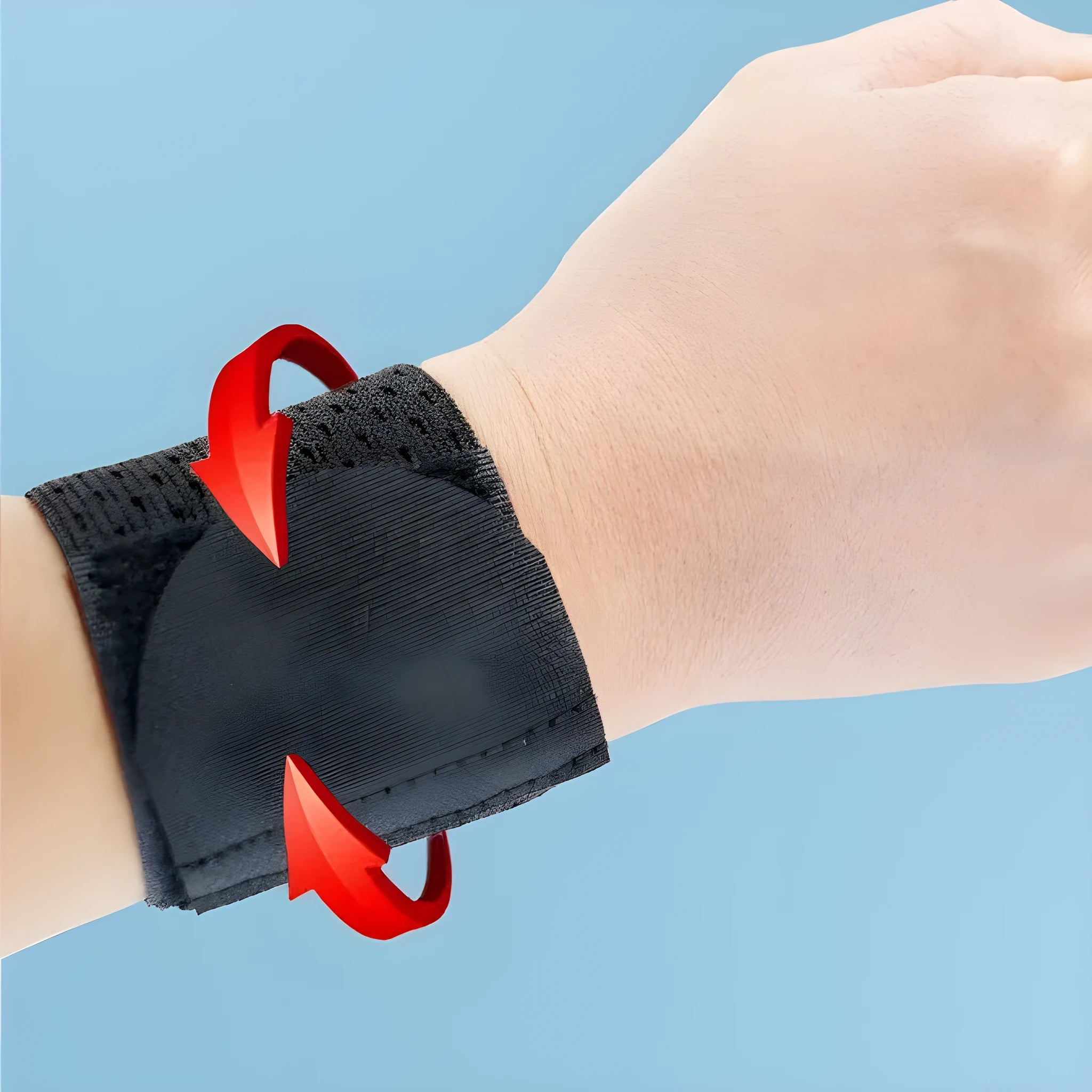 Athletic wristguards in black, gray, and pink colours showing elastic breathable fabric construction