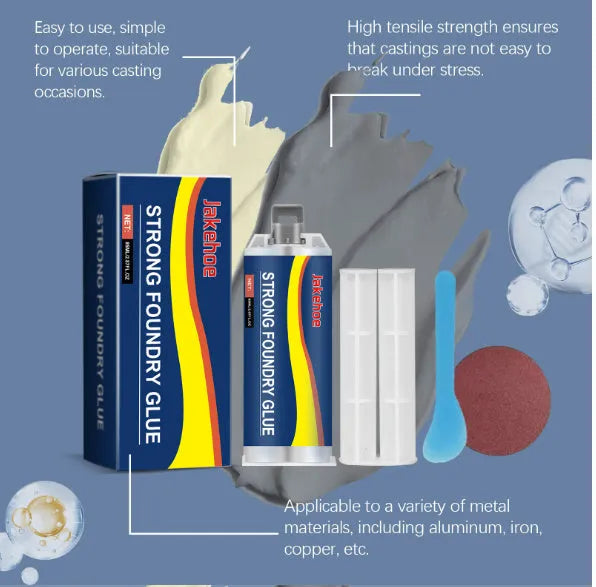 85ml dual-syringe metal epoxy adhesive kit with push rod, scraper, and sandpaper for bonding steel, copper, and aluminium.