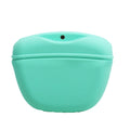 Silicone dog training treat waist bag with clip, shown in various colours.