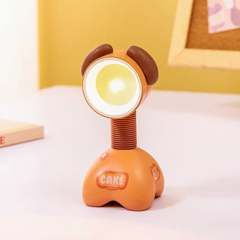 DIY cartoon character small night lamp with adjustable magnetic head in bear design on desk